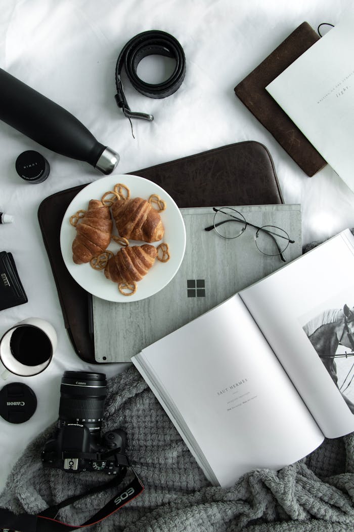 services-01 Elegant flat lay featuring coffee, croissants, and tech accessories. Perfect for lifestyle visuals.